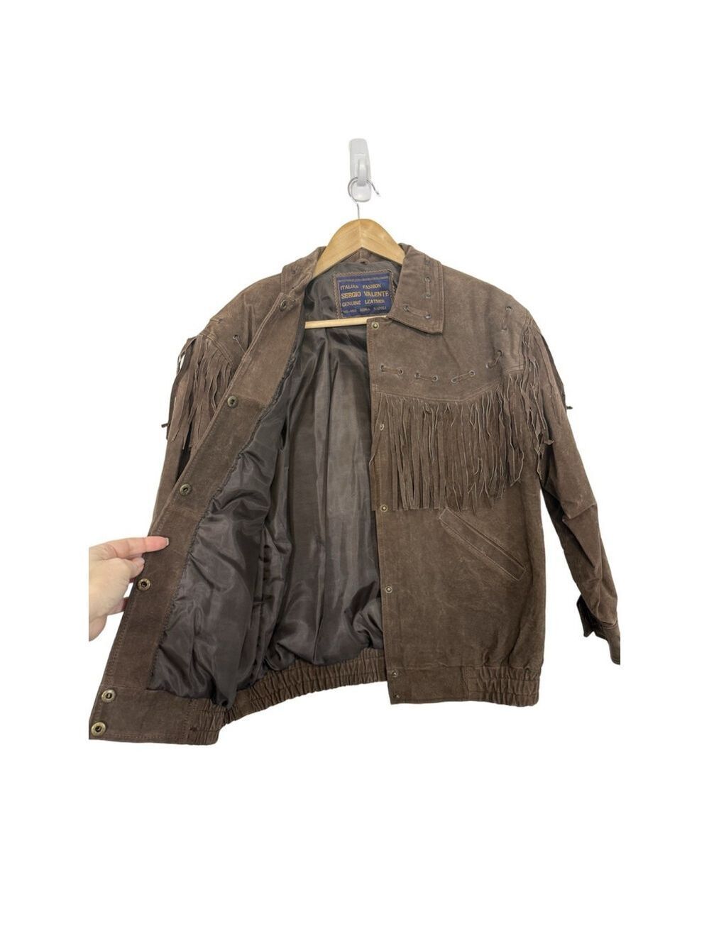 Vtg Sergio Valente Suede Leather Fringe Jacket Women MED Western Boho Rodeo NWT - Picture 4 of 14